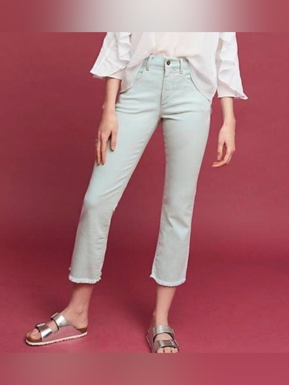 Anthropologie Pilcro and the Letterpress Script High Rise Jeans Mint Green NWT